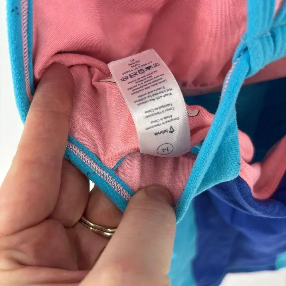 Ivivva by Lululemon Kids Blue Pink Keep Ur Cool Racerback Tank Top Size 14